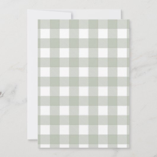Sage Green Gingham A Merry Little Baby Shower  Kaart (Achterkant)