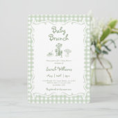 Sage Green Gingham Baby Brunch Baby shower Kaart (Staand voorkant)