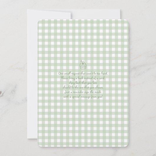 Sage Green Gingham Baby Brunch Baby shower Kaart (Achterkant)