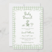 Sage Green Gingham Baby Brunch Baby shower Kaart (Voorkant)