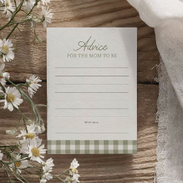 Sage Green Gingham Baby shower Advies Kaart