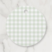 Sage Green Gingham-Baby shower Bedankjes Labels (Achterkant)