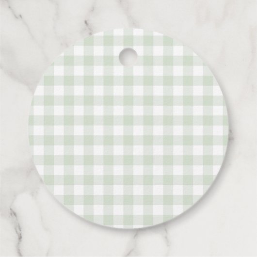 Sage Green Gingham-Baby shower Bedankjes Labels (Achterkant)