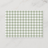 Sage Green Gingham Baby shower Boek Verzoek Informatiekaartje (Achterkant)