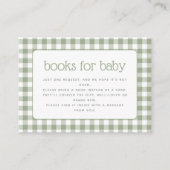 Sage Green Gingham Baby shower Boek Verzoek Informatiekaartje (Voorkant)