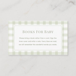 Sage Green Gingham Baby shower Boeken voor Baby Informatiekaartje