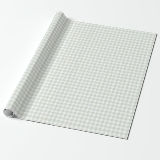 Sage Green Gingham-Baby shower Cadeaupapier (Uitgerold)