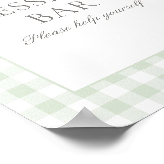 Sage Green Gingham Baby shower Dessert Bar Sign Poster (Hoek)
