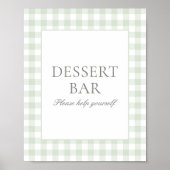 Sage Green Gingham Baby shower Dessert Bar Sign Poster (Voorkant)