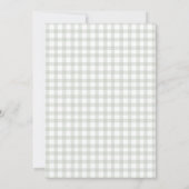 Sage Green Gingham Baby Shower Invitation Kaart (Achterkant)