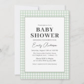 Sage Green Gingham-Baby shower Kaart (Voorkant)