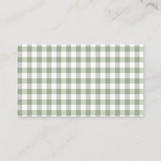 Sage Green Gingham Baby shower Luier Raffle Informatiekaartje (Achterkant)