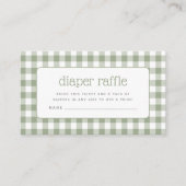 Sage Green Gingham Baby shower Luier Raffle Informatiekaartje (Voorkant)