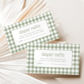 Sage Green Gingham Baby shower Luier Raffle Informatiekaartje