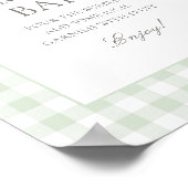 Sage Green Gingham Baby shower Mimosa Bar Sign Poster (Hoek)