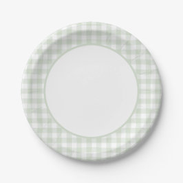 Sage Green Gingham-Baby shower Papieren Bordje