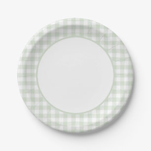 Sage Green Gingham-Baby shower Papieren Bordje
