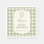Sage Green Gingham Baby Shower Party Servet (Voorkant)