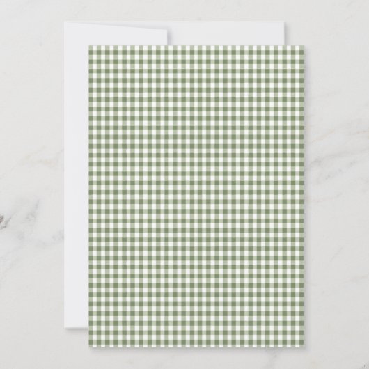 Sage Green Gingham Baby shower Uitnodiging & Bogen (Achterkant)