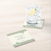 Sage Green Gingham Baby shower Uitnodiging & Bogen Kartonnen Onderzetters (Insitu)