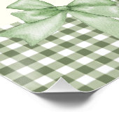 Sage Green Gingham Baby shower Uitnodiging & Bogen Perfect Poster (Hoek)