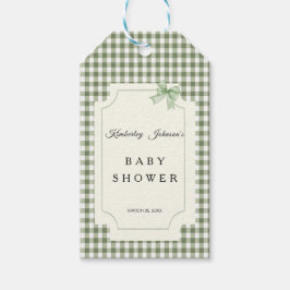 Sage Green Gingham Baby shower Uitnodiging met boo Cadeaulabel
