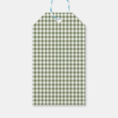 Sage Green Gingham Baby shower Uitnodiging met boo Cadeaulabel (Achterkant)