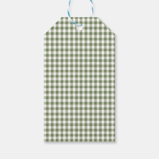 Sage Green Gingham Baby shower Uitnodiging met boo Cadeaulabel (Achterkant)