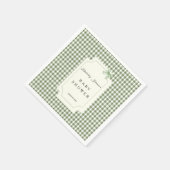 Sage Green Gingham Baby shower Uitnodiging met boo Servet (Hoek)