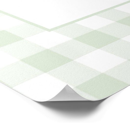 Sage Green Gingham Baby shower Welkomstbord Poster (Hoek)
