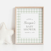 Sage Green Gingham Baby shower Welkomstbord Poster