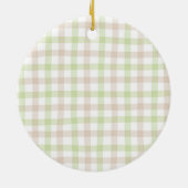 Sage Green Gingham Boerderij Kerstkrans Keramisch Ornament (Achterkant)