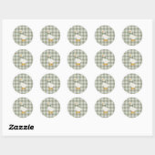 Sage Green Gingham Buffalo Check Baby Shower  Ronde Sticker (Vel)