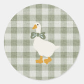 Sage Green Gingham Buffalo Check Baby Shower  Ronde Sticker (Voorkant)