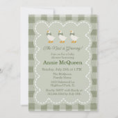 Sage Green Gingham Buffalo Check Goose Baby Shower Kaart (Voorkant)