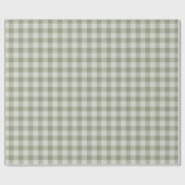 Sage Green Gingham Buffalo Check Linen Texture Cadeaupapier (Vlak)
