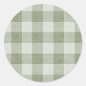 Sage Green Gingham Buffalo Check Linen Texture Ronde Sticker (Voorkant)