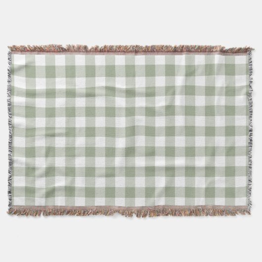 Sage Green Gingham Check Rustic Deken (Voorkant)