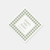 Sage Green Gingham Check Rustiek Baby shower Servet (Hoek)