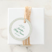 Sage Green Gingham Classic Elegant Baby Shower Bedankjes Labels (In situ)