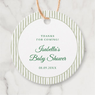 Sage Green Gingham Classic Elegant Baby Shower Bedankjes Labels