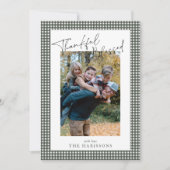 Sage Green Gingham Dankbaar & Gezegende Thanksgivi Kaart (Voorkant)