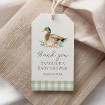 Sage Green Gingham Duck Baby shower