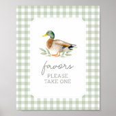 Sage Green Gingham Duck Baby shower Favorieten Tek Poster (Voorkant)