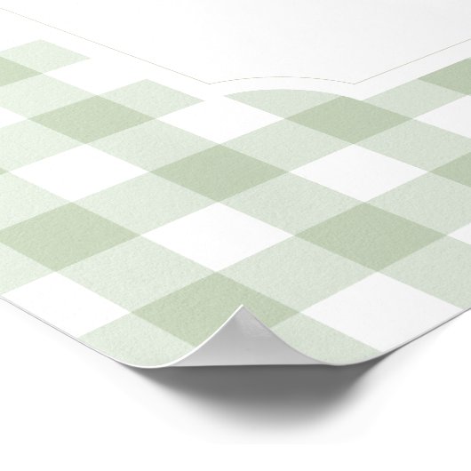 Sage Green Gingham Duck Baby shower Welkomstbord Poster (Hoek)