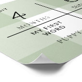 Sage Green Gingham eerste verjaardag foto mijlpaal Poster (Hoek)