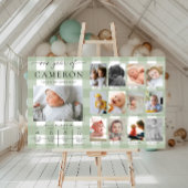 Sage Green Gingham eerste verjaardag foto mijlpaal Poster