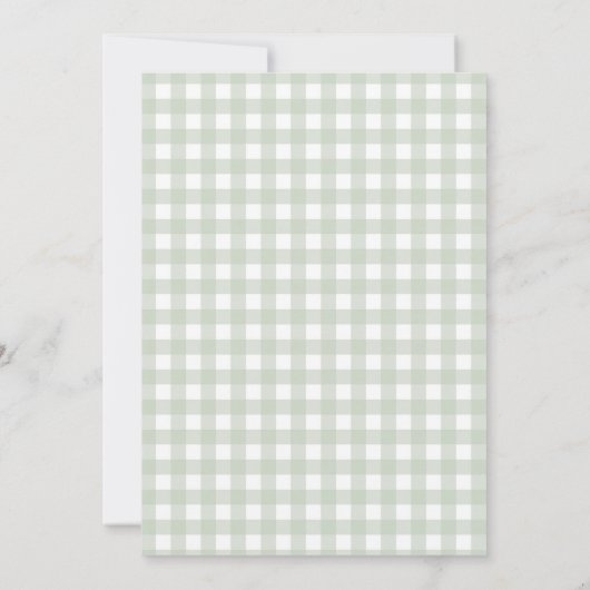 Sage Green Gingham en Bow Baby shower Kaart (Achterkant)