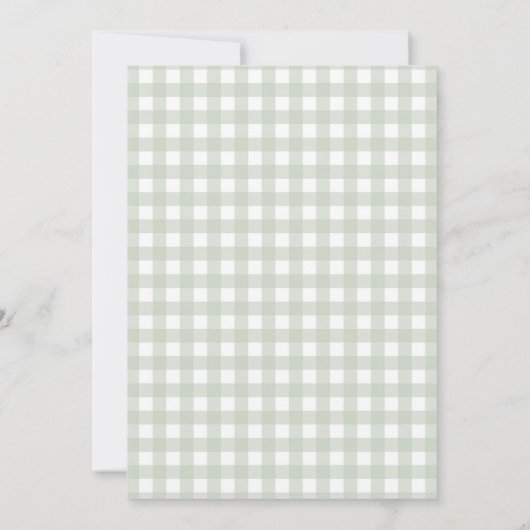 Sage Green Gingham en Bow Baby shower Kaart (Achterkant)