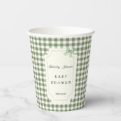 Sage Green Gingham en BowBaby Shower Papieren Bekers (Achterkant)